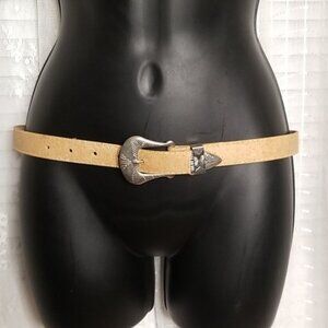 2/$25 or 3/$30 Vintage 80's Western Style Vegan Leather Belt W/ Silver Buckle
